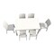 Luxury Commercial Living 7 Piece White Outdoor Patio Wickerlook Dining Set 55"